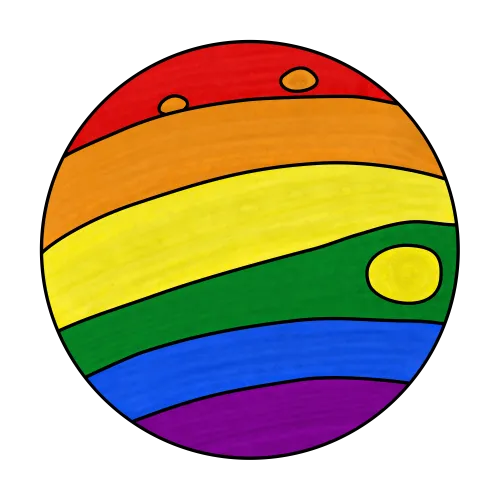 Final version of the planet, with a wood fiber texture, applied along the stripes with occasional swirls.